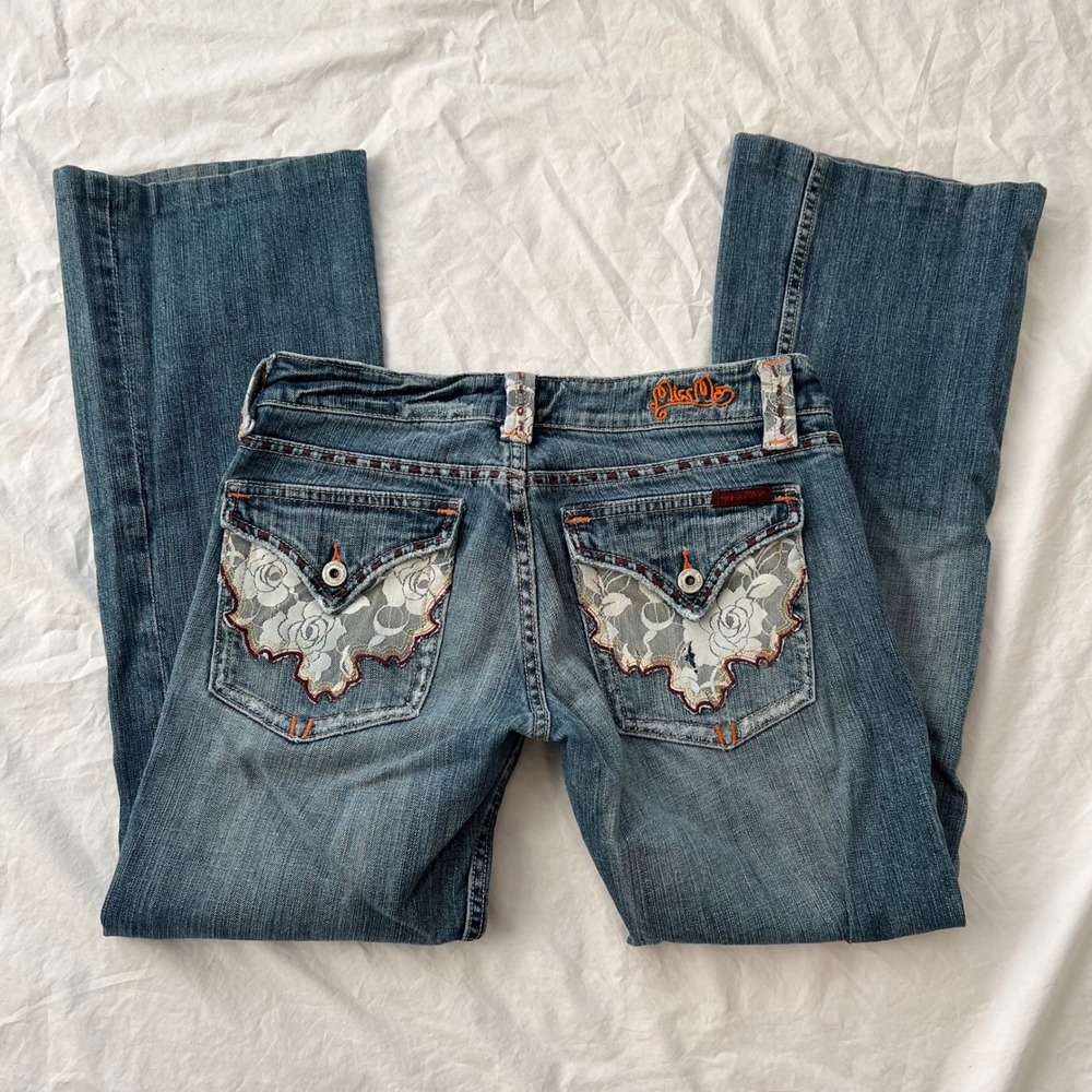 vintage low rise miss me jeans with lace details
